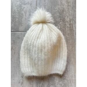 D&Y David & Young Women's Knit Hat Winter White Pom Pom Slouchy Beanie Cute